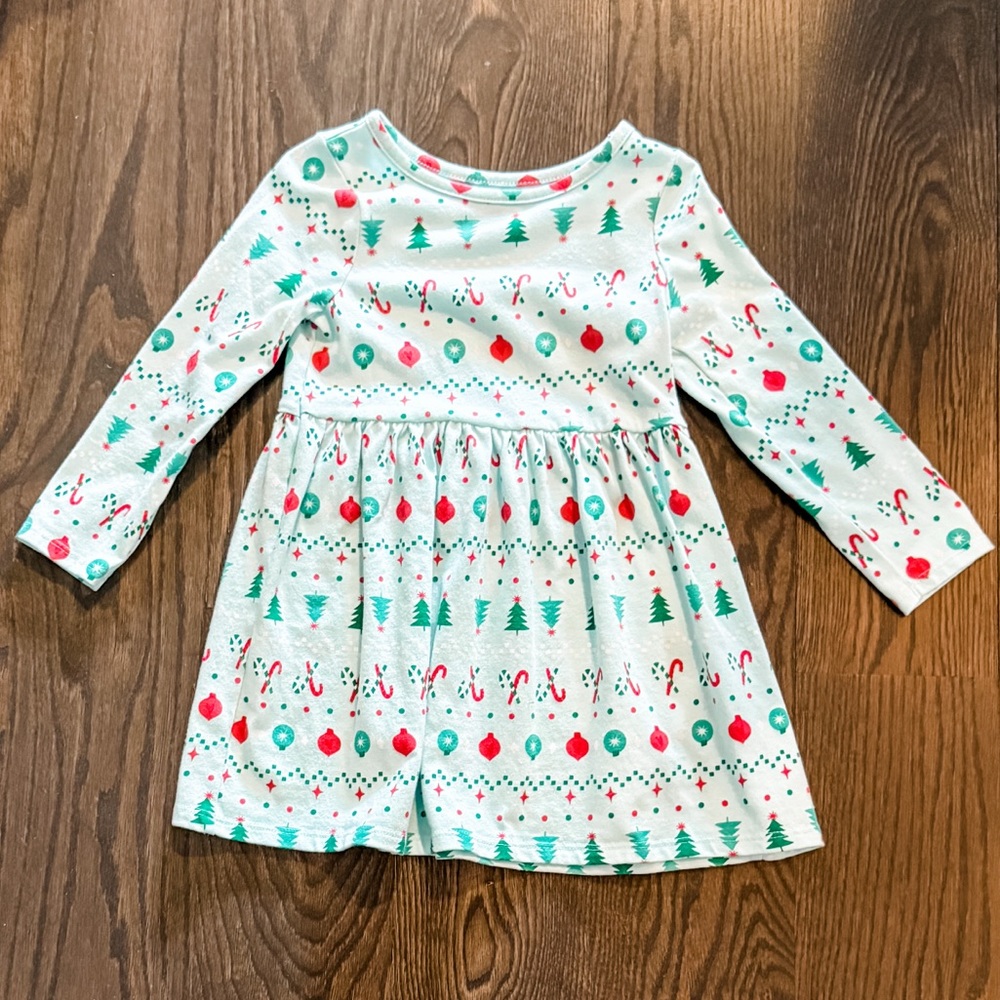 Cat & Jack Holiday Christmas print toddler dress